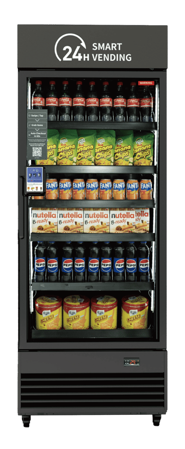 a display case with a variety of different foods