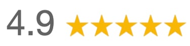 A customer feedback rating showing 4.9 stars out of 5 with yellow star icons.
