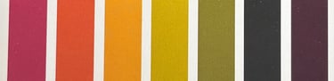 a row of colours of a pH chart