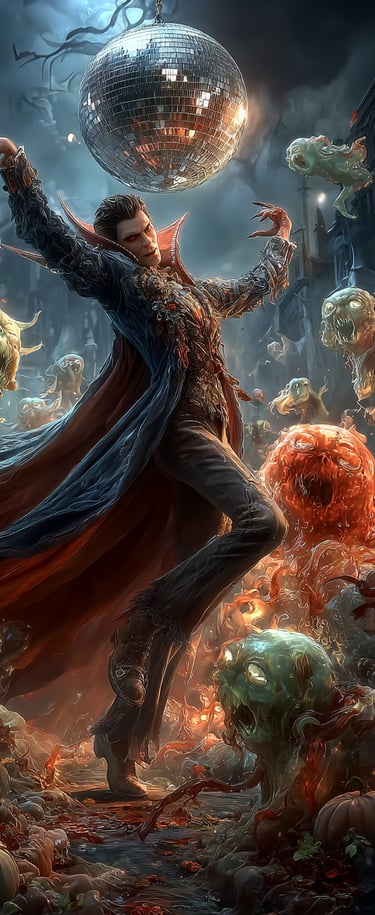 dancing ghoul on a haunted dance floor