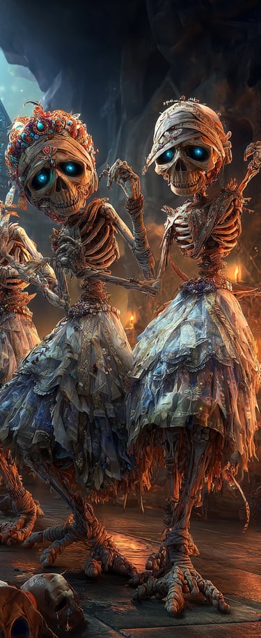 skelton conga dance line