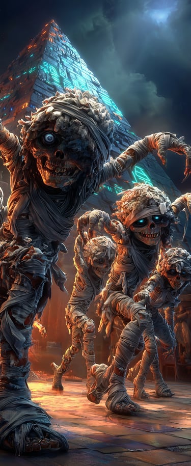 mummy's dancing on a haunted dance floor