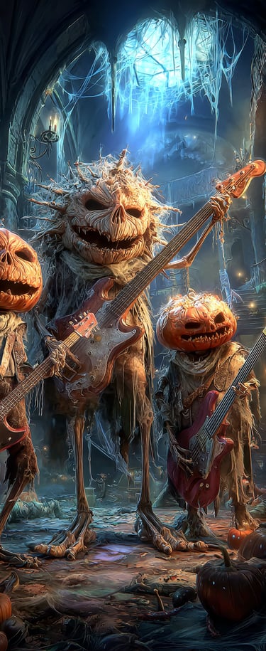 ghouls on halloween night playing music