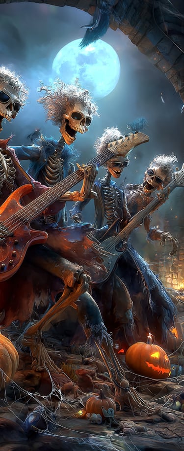 Skelton rock band jamming out