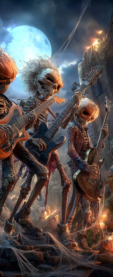 ghoul rock band playing on guitar
