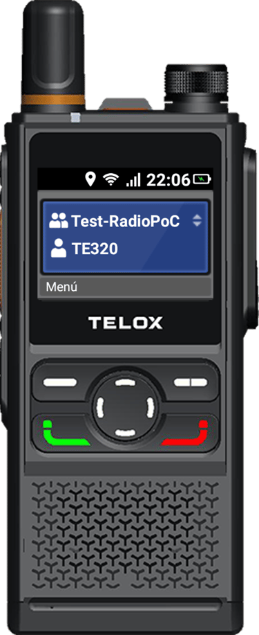 Radio PoC Telox TE320 de frente uso rudo
