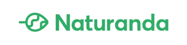 Green Naturanda logo with a circular leaf icon on a solid black background.