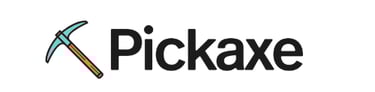 a pickaxe logo text