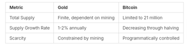 bitcoin and gold supply chart