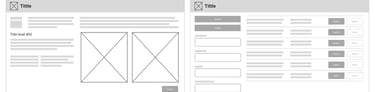Examples of wireframes of Neros DS design system.