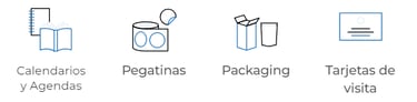 Calendarios, agendas, pegatinas, packaging, tarjetas de visita