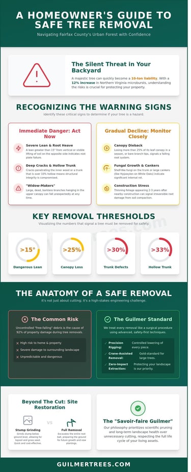 Homeowner’s guide image showing safe tree removal by Guilmer Tree Services with professional, careful techniques