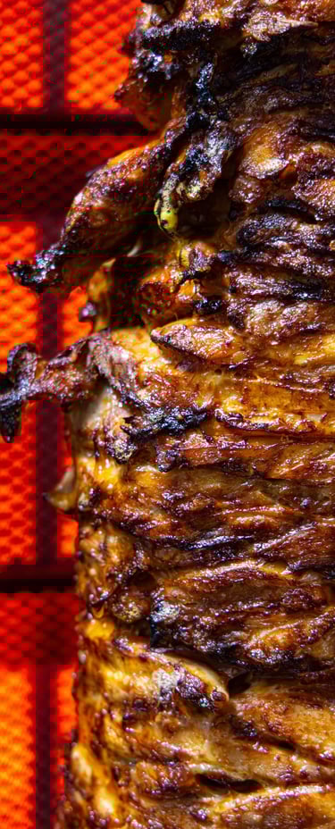 kebab de pollo al fuego