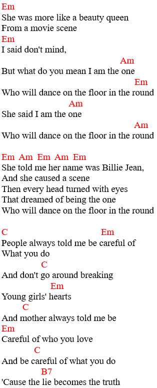 Michael Jackson lyrics and chords 1