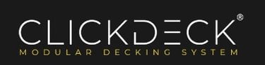 a black and white logo for a modular decking system