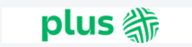 a green and white logo with the word plus