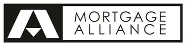 Official black and white Mortgage Alliance logo featuring a stylized A icon for home loan services.