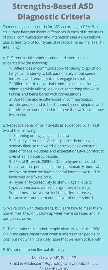 Strengths-based criteria for Autism