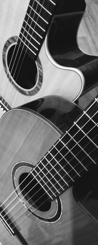 Two acoustic guitars for AJ Acoustic Duo