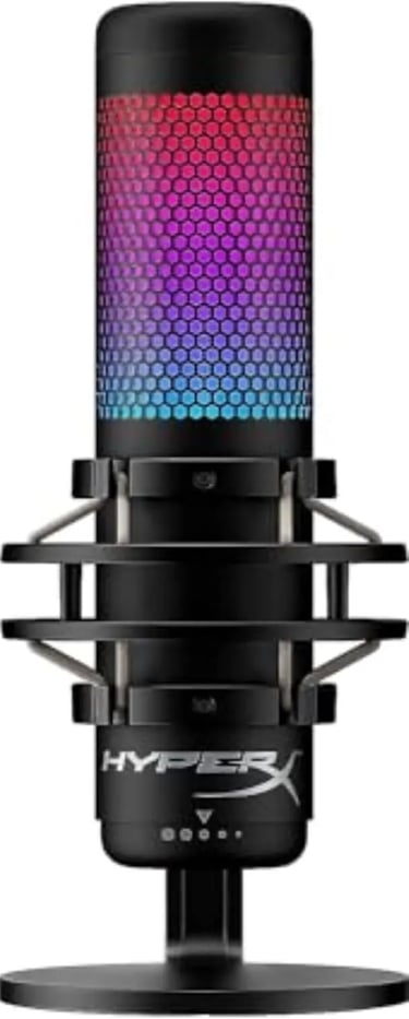 HyperX QuadCast S - Micrófono de condensador USB, iluminación RGB