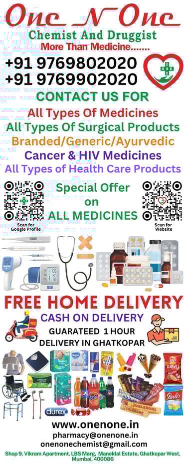 a poster for a medical clinic in india, one n one medical store in ghatkopar,