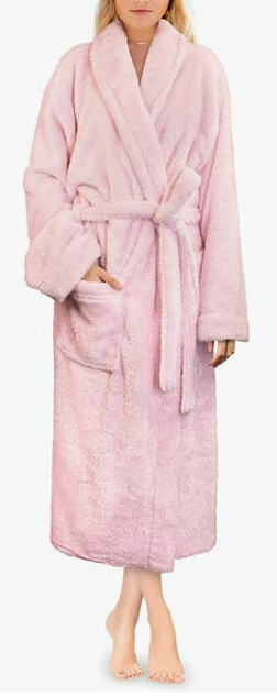 pink sherpa fluffy bath robe