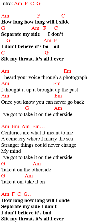 Red Hot Chili Peppers - Otherside guitar tab: chords and lyrics 1