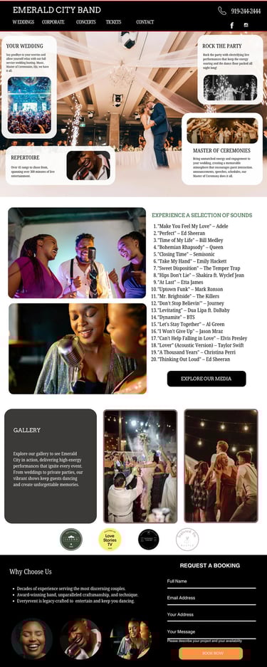 luxury web design for wedding professionals: wedding bands, djs and musicians