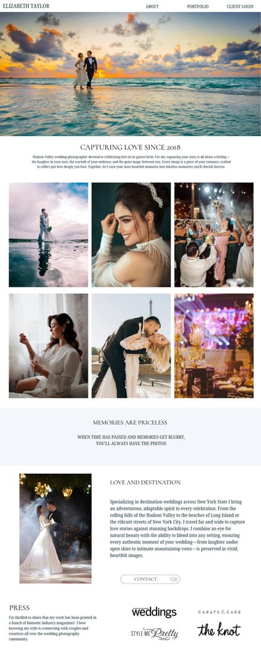 luxury web design for wedding professionals: wedding photographers and videographers