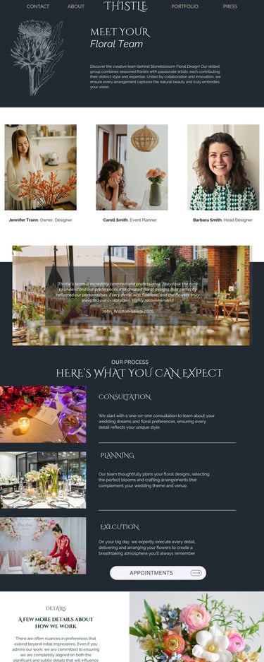 luxury web design for wedding professionals: wedding floral designers and event decorators usa