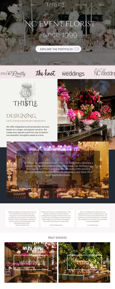 luxury web design for wedding professionals: wedding floral designers, florists and event decorators