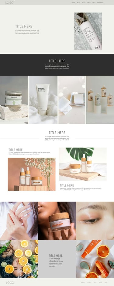 Clean and minimal website design for a skincare brand featuring product imagery