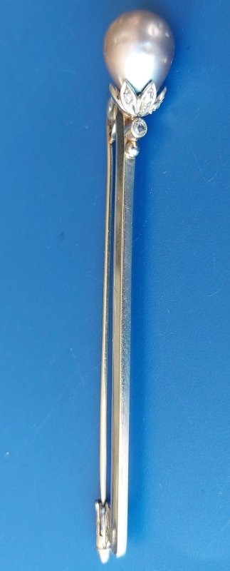 Certified natural bronze pearl pin brooch