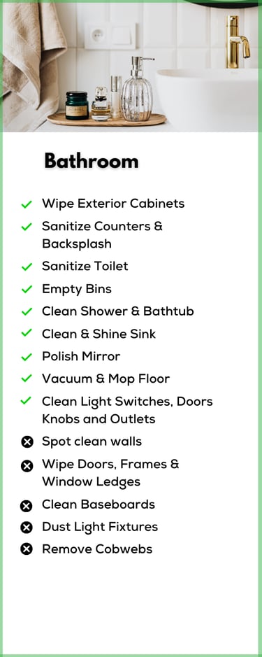Basic bathroom cleaning package, with mirror and toilet cleaning