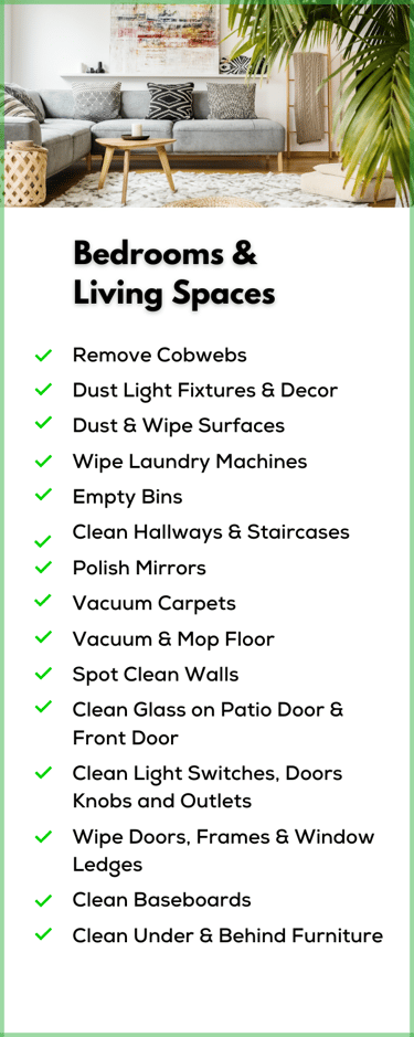 Bedroom and living room cleaning. Hallway cleaning for a clean home