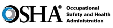 Official OSHA logo for the Occupational Safety and Health Administration with black and blue icons.