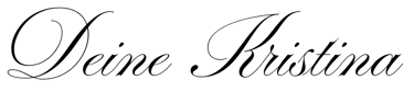 Foto mit dem Schriftzug „Deine Kristina“, freundlicher Abschluss ihrer Hunde-Ernährungsberatung.