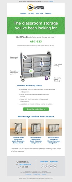 School Outfitters product email