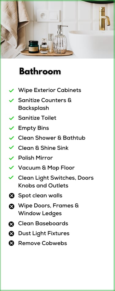 Basic bathroom cleaning package, with mirror and toilet cleaning