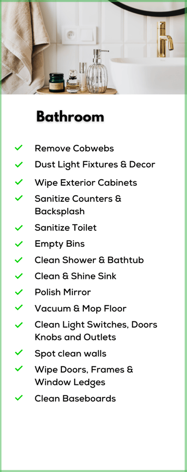 Bathroom cleaning service with cleaning of toilet, sink, shower