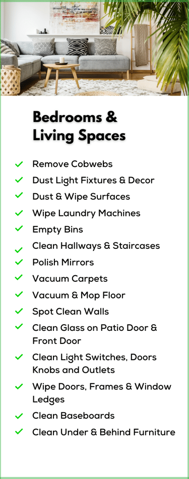 Bedroom and living room cleaning. Hallway cleaning for a clean home