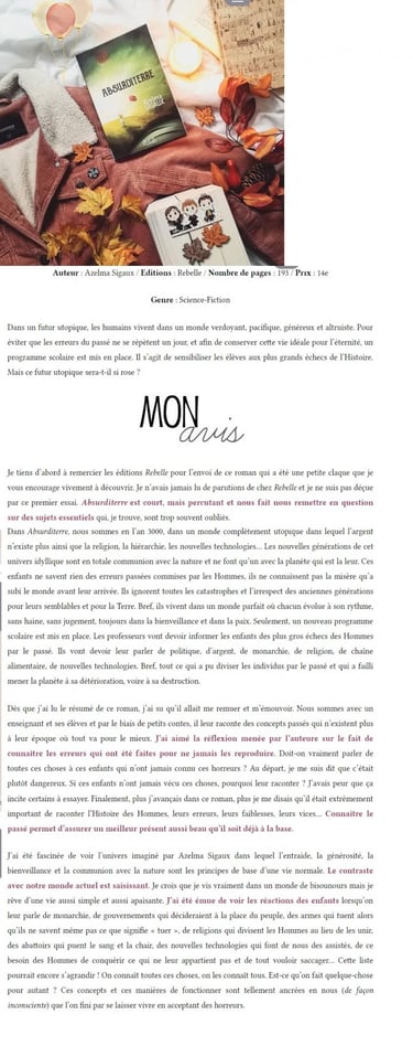 chronique marion reading books livre absurditerre azelma sigaux partie 1