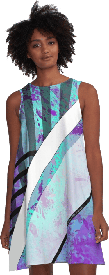 Shan Shankaran - Shengekka - Splattered Paints Light Blue Purples Plaid FashionWear Design