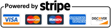 Stripe, VISA, Mastercard, AMEX, Discover