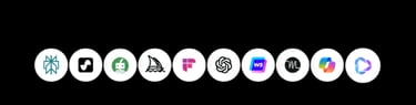Image of different AI tools with the text 10 AI Tools, one bundle