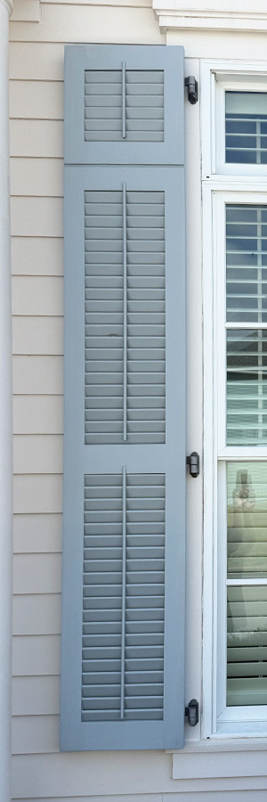 clean blue exterior shutter