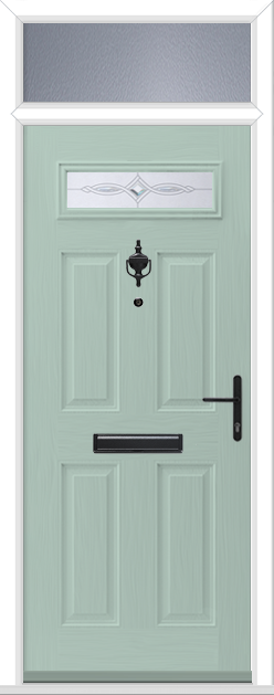 chartwell green door and toplight with pulsar glass and antique black hardware