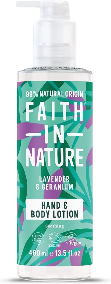 a bottle of faith in nature hand sanitizing lotion