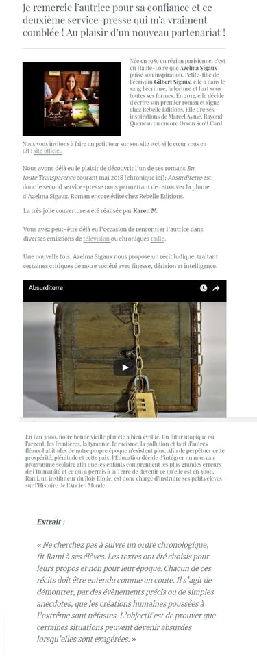 chronique marmite aux plumes livre absurditerre azelma sigaux partie 1