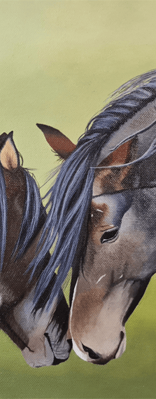 Chevaux à la peinture à l'huile soluble à l'eau